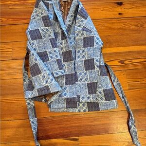 Patchwork Blue and Gray Women's Jacket